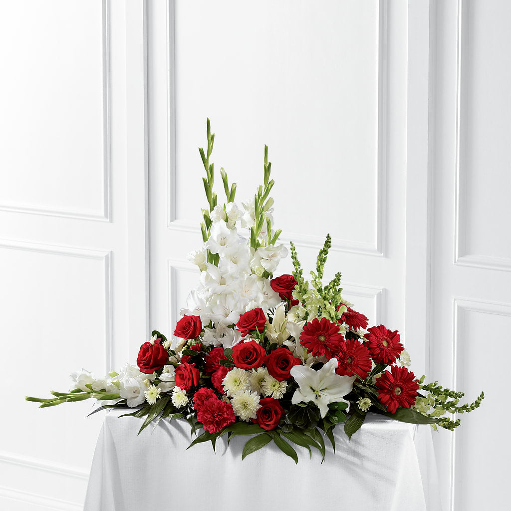 Crimson & White Arrangement – Joyce Florist Of Dallas Inc, Dallas TX