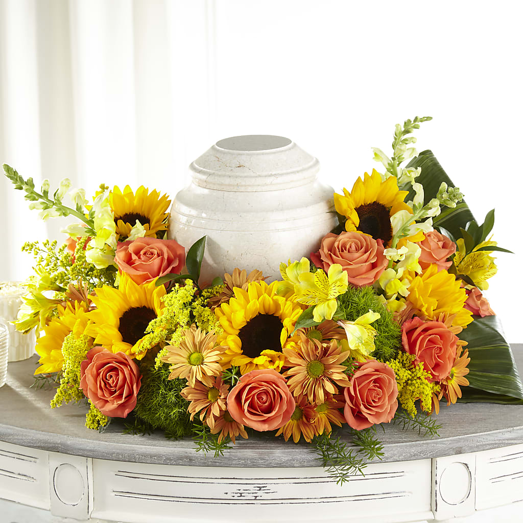 Faithful Sunflower Cremation Adornment – Joyce Florist Of Dallas Inc, Dallas TX