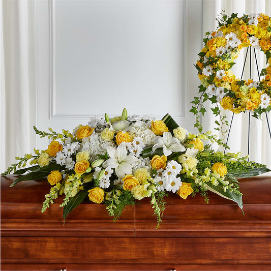 Golden Harmony Casket Spray –  Joyce Florist Of Dallas Inc, Dallas TX