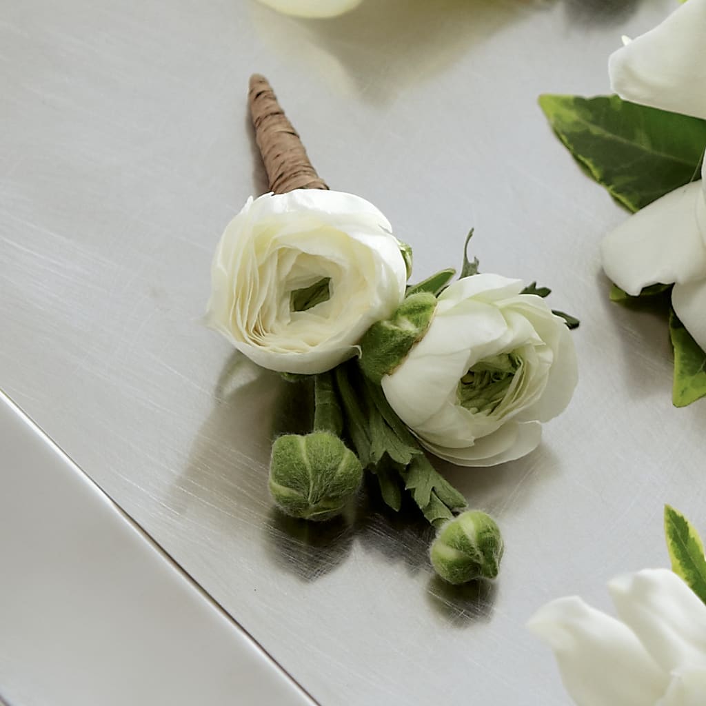 White Ranunculus Boutonniere –  Joyce Florist Of Dallas Inc, Dallas TX