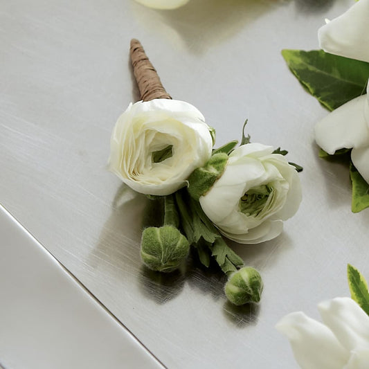 White Ranunculus Boutonniere –  Joyce Florist Of Dallas Inc, Dallas TX