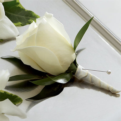 White Rose Boutonniere –  Joyce Florist Of Dallas Inc, Dallas TX