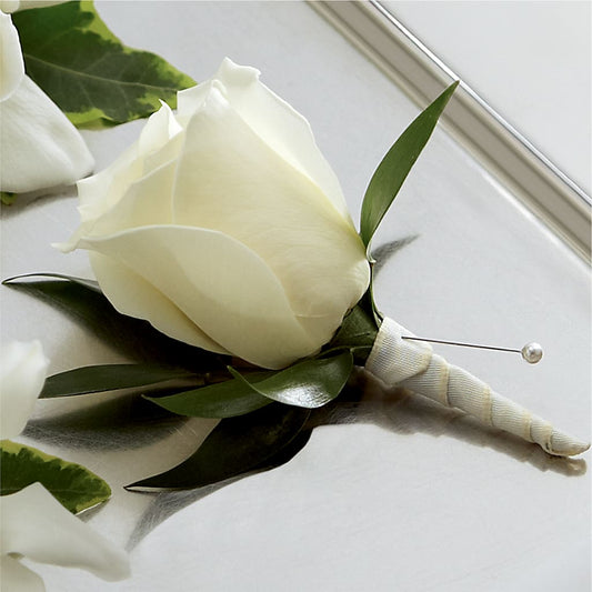 White Rose Boutonniere –  Joyce Florist Of Dallas Inc, Dallas TX